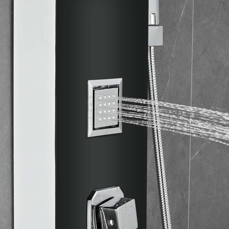 Duschpanel - Svart silver fyrkant & fyrkantig topp - Hus & renovering - Kök & bad - Badrum - Duscharmatur & dusch tillbehör