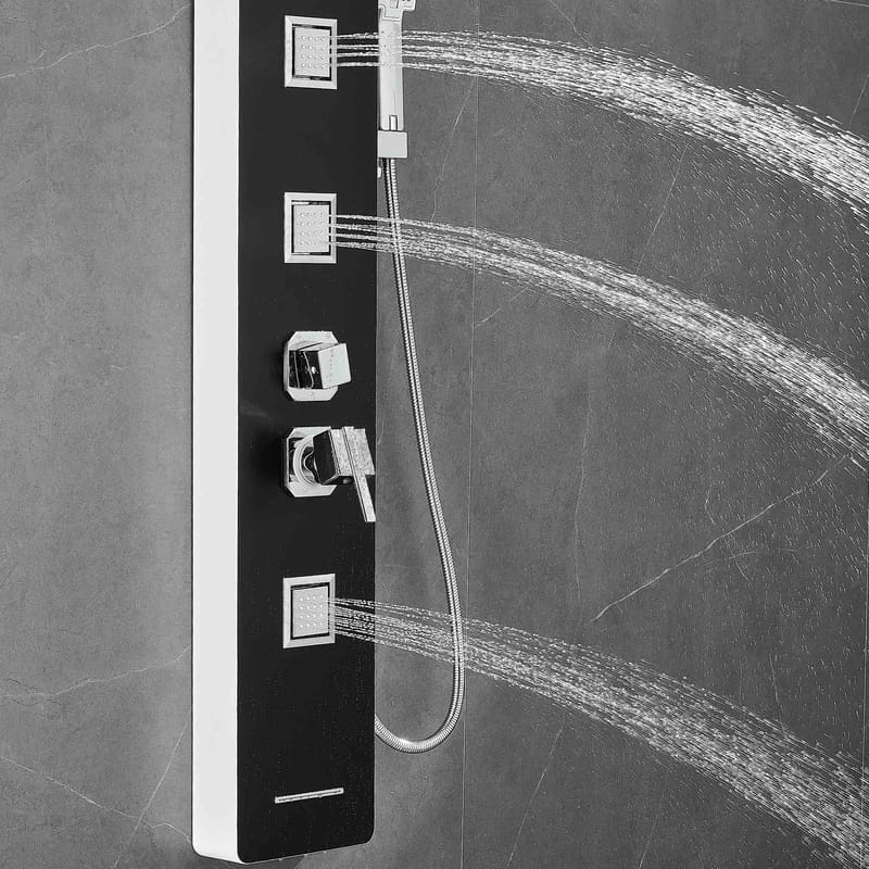 Duschpanel - Svart silver fyrkant & fyrkantig topp - Hus & renovering - Kök & bad - Badrum - Duscharmatur & dusch tillbehör