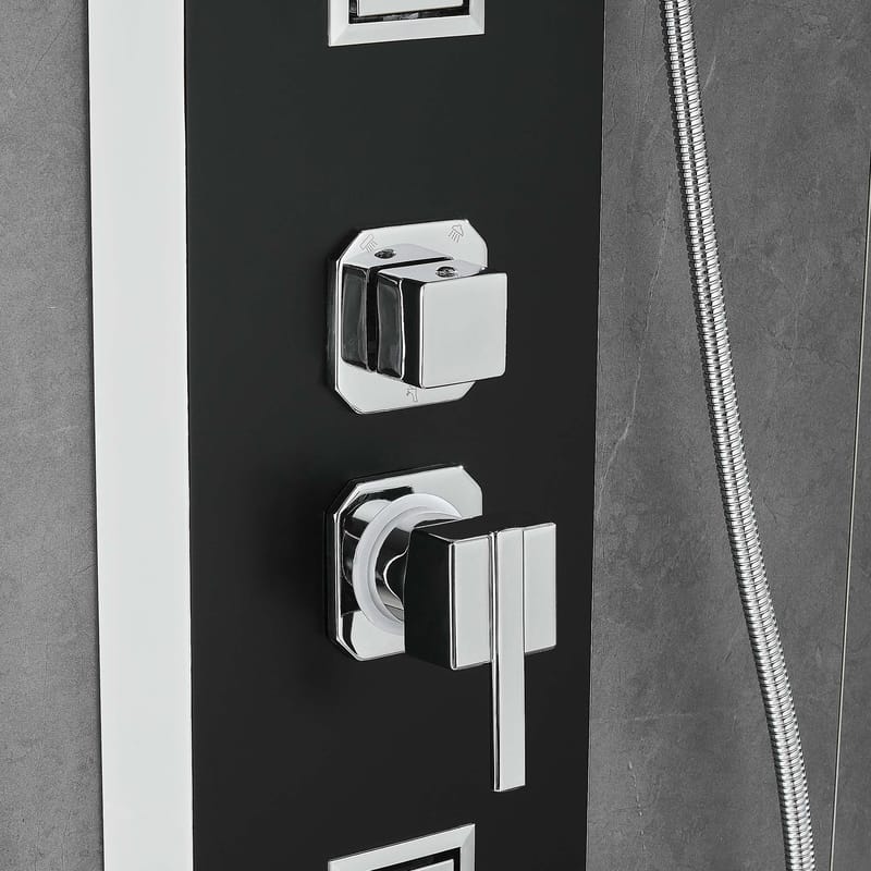 Duschpanel - Svart silver fyrkant & fyrkantig topp - Hus & renovering - Kök & bad - Badrum - Duscharmatur & dusch tillbehör
