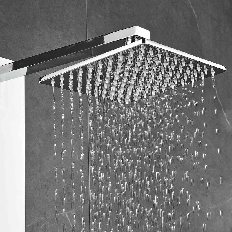 Duschpanel - Vit & silver med fyrkantig dusch - Hus & renovering - Kök & bad - Badrum - Duscharmatur & dusch tillbehör