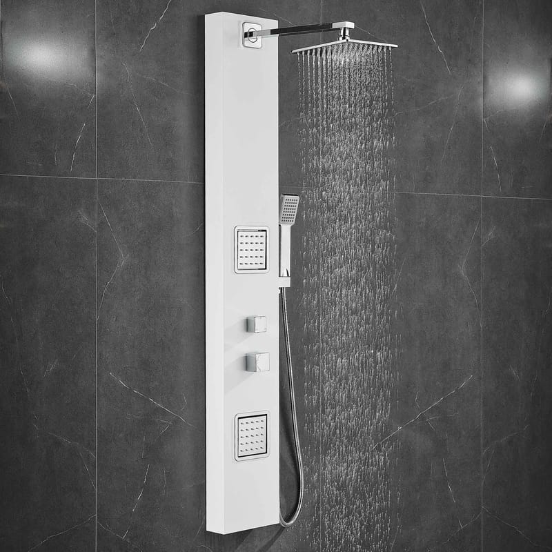 Duschpanel - Vit & silver med fyrkantig dusch, undefined
