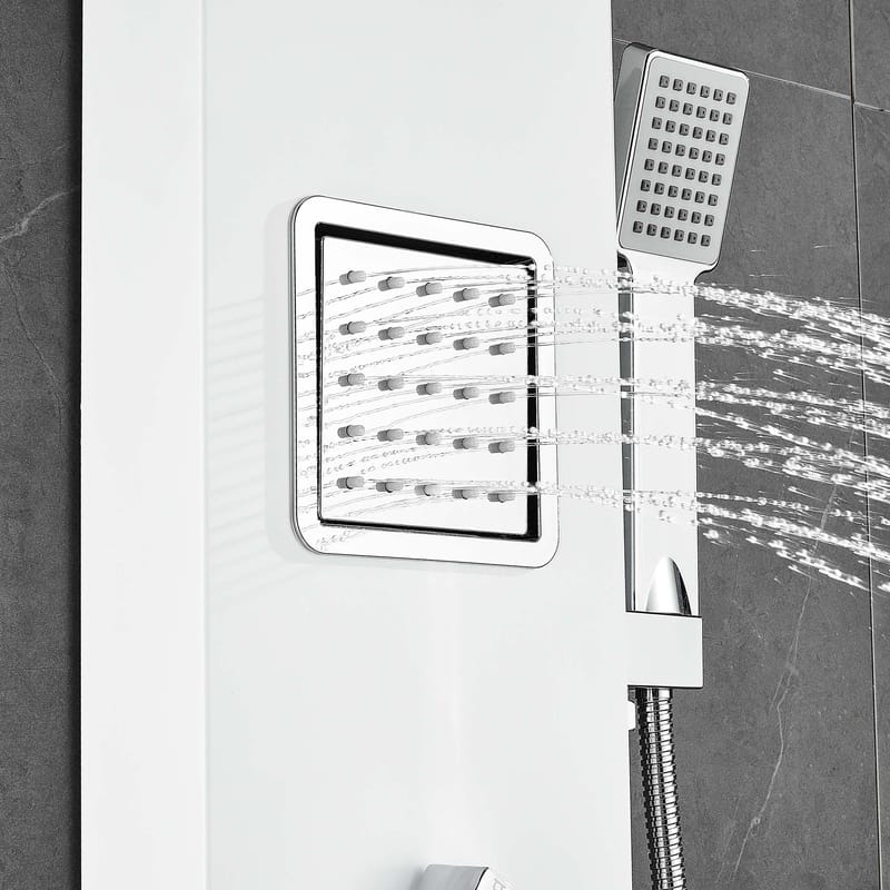 Duschpanel - Vit & silver med fyrkantig dusch - Hus & renovering - Kök & bad - Badrum - Duscharmatur & dusch tillbehör