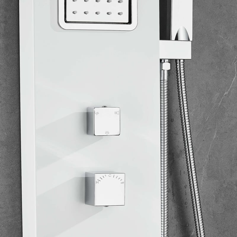 Duschpanel - Vit & silver med fyrkantig dusch - Hus & renovering - Kök & bad - Badrum - Duscharmatur & dusch tillbehör