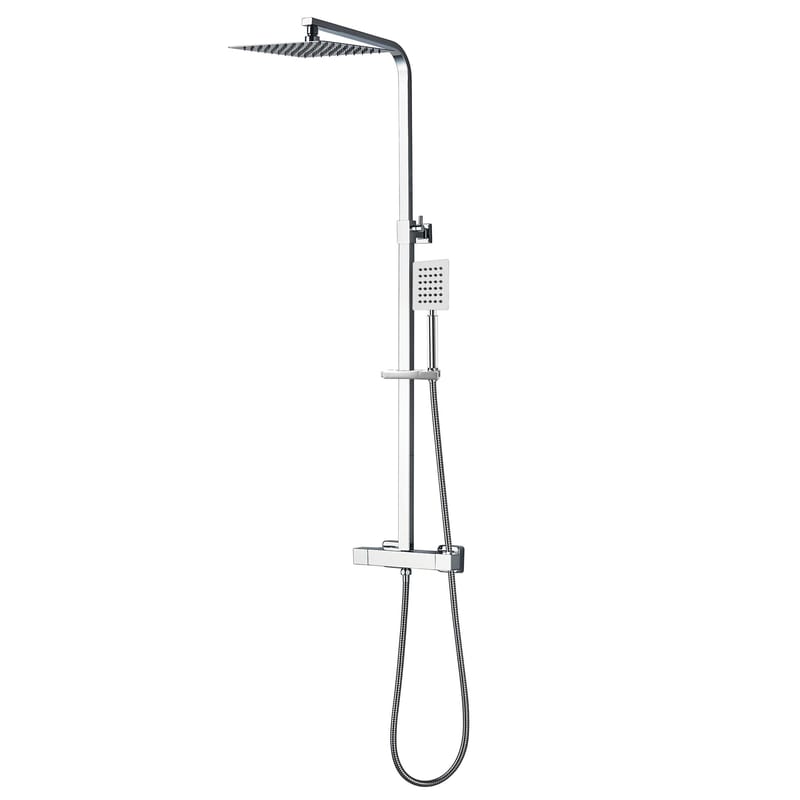 Dusch med fyrkantigt huvud, 79-119cm hög, Silver, undefined