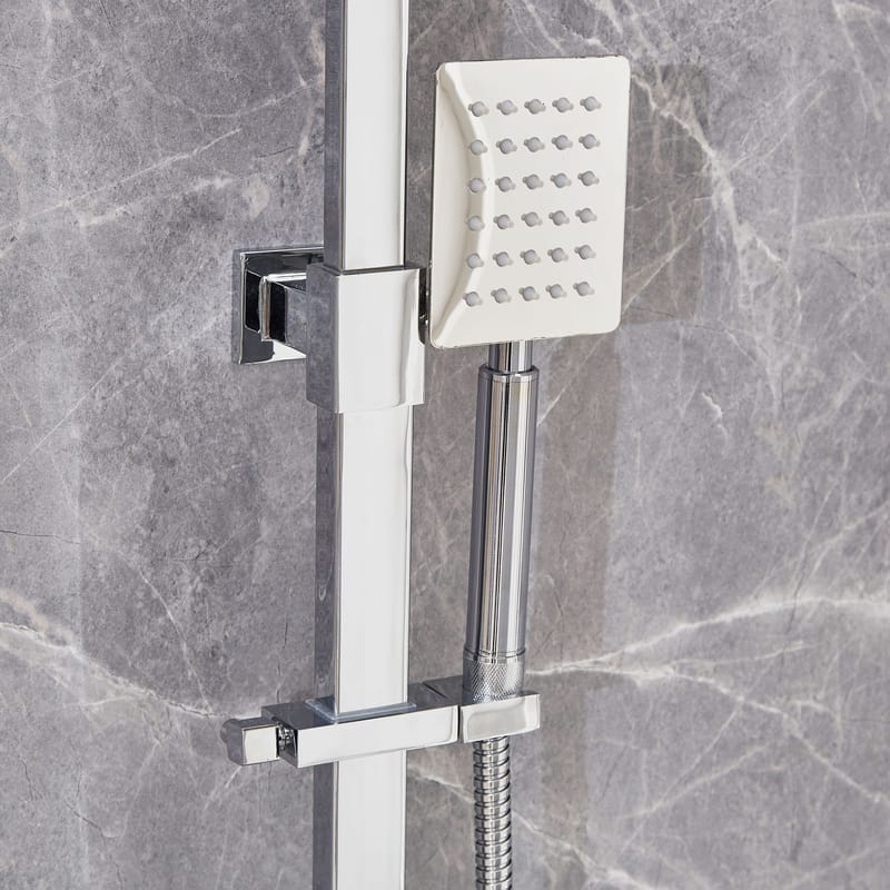 Dusch med fyrkantigt huvud, 79-119cm hög, Silver - Hus & renovering - Kök & bad - Badrum - Duscharmatur & dusch tillbehör - Duschset