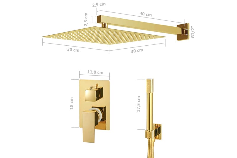Duschsystem rostfritt stål 201 guld - Hus & renovering - Kök & bad - Badrum - Duscharmatur & dusch tillbehör