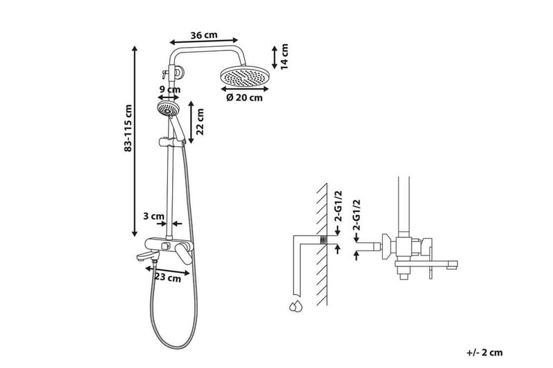 Gurara Duschset med Takdusch - Guld - Hus & renovering - Kök & bad - Badrum - Duscharmatur & dusch tillbehör