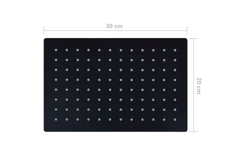 Regnduschhuvud rostfritt stål 30x20 cm rektangulärt svart - Svart - Hus & renovering - Kök & bad - Badrum - Duscharmatur & dusch tillbehör