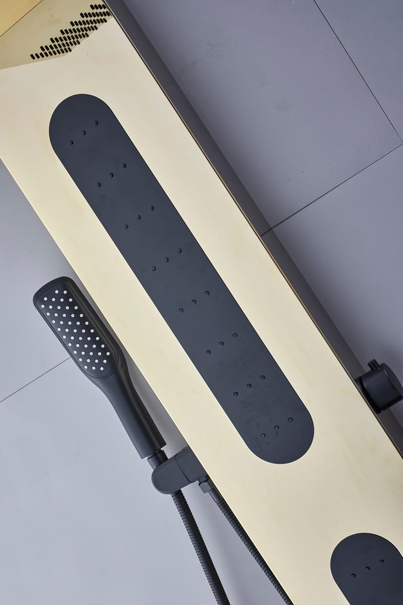 Duschpanel i spegel guld och svart rostfritt stål | Zeri - Hus & renovering - Kök & bad - Badrum - Duscharmatur & dusch tillbehör