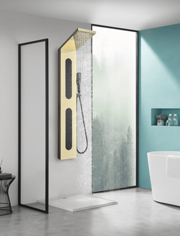 Duschpanel i spegel guld och svart rostfritt stål | Zeri - Hus & renovering - Kök & bad - Badrum - Duscharmatur & dusch tillbehör