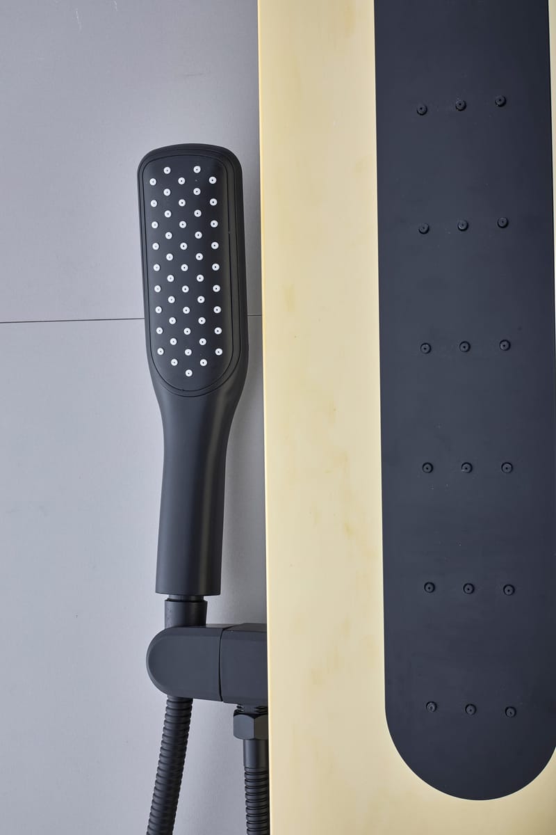 Duschpanel i spegel guld och svart rostfritt stål | Zeri - Hus & renovering - Kök & bad - Badrum - Duscharmatur & dusch tillbehör