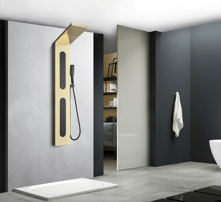 Duschpanel i spegel guld och svart rostfritt stål | Zeri - Hus & renovering - Kök & bad - Badrum - Duscharmatur & dusch tillbehör