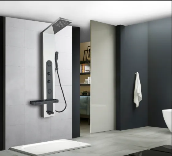 Duschpanel i svart och spegelblank rostfritt stål | Amanda, undefined