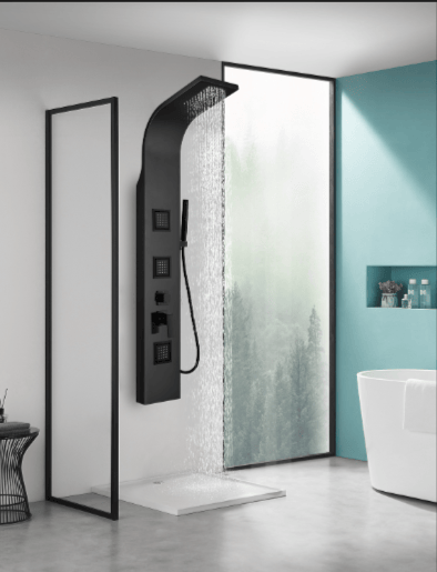 Duschpanel i svart rostfritt stål | Luna, undefined