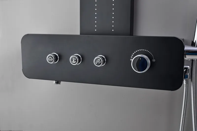 Duschpanel i svart rostfritt stål | Sylvana - Hus & renovering - Kök & bad - Badrum - Duscharmatur & dusch tillbehör