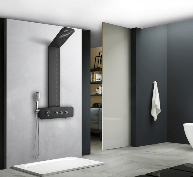 Duschpanel i svart rostfritt stål | Sylvana - Hus & renovering - Kök & bad - Badrum - Duscharmatur & dusch tillbehör