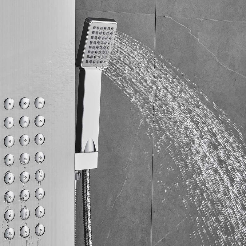Duschpanel - silver med fyrkantig topp - Hus & renovering - Kök & bad - Badrum - Duscharmatur & dusch tillbehör