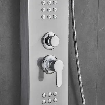 Duschpanel - silver med fyrkantig topp - Hus & renovering - Kök & bad - Badrum - Duscharmatur & dusch tillbehör