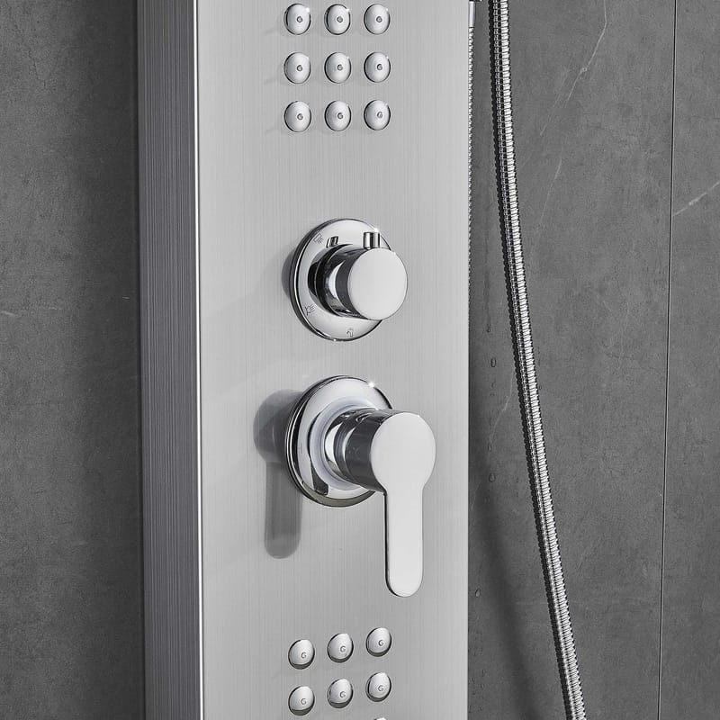 Duschpanel - silver med fyrkantig topp - Hus & renovering - Kök & bad - Badrum - Duscharmatur & dusch tillbehör