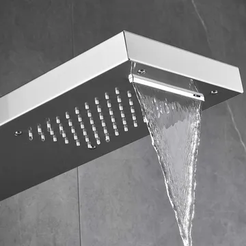 Duschpanel - silver med fyrkantig topp - Hus & renovering - Kök & bad - Badrum - Duscharmatur & dusch tillbehör