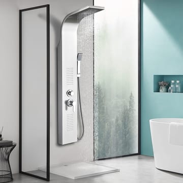Duschpanel - silver med rundad form - Hus & renovering - Kök & bad - Badrum - Duscharmatur & dusch tillbehör
