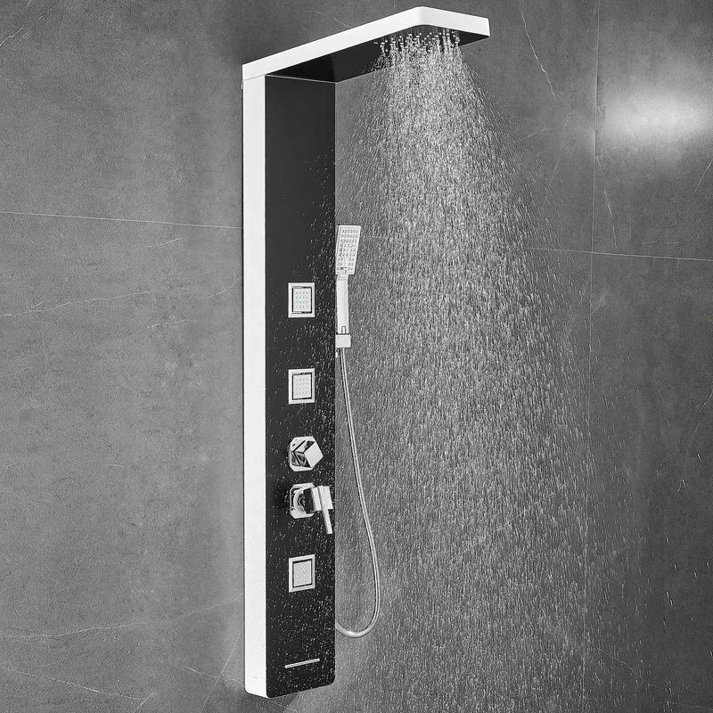 Duschpanel - Svart silver fyrkant & fyrkantig topp, undefined