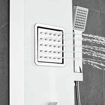 Duschpanel - Vit & silver med fyrkantig dusch - Hus & renovering - Kök & bad - Badrum - Duscharmatur & dusch tillbehör
