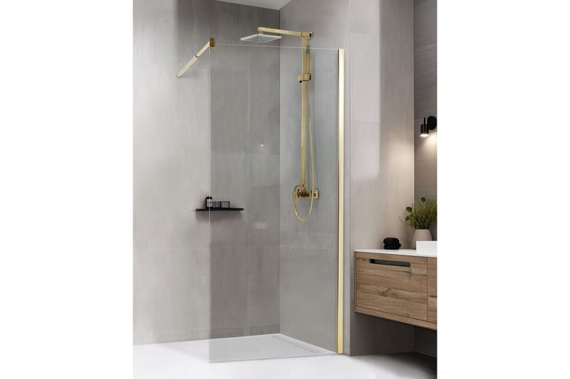 Duschskärm Ahaus Transparent/guld, 90x90x190 cm - Transparent/guld, 90x90x190 cm - Hus & renovering - Kök & bad - Badrum - Duschar