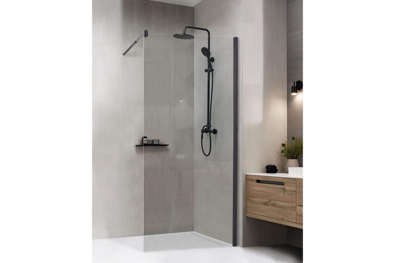 Duschskärm Ahaus Transparent/svart, 90x90x190 cm - Transparent/svart, 90x90x190 cm - Hus & renovering - Kök & bad - Badrum - Duschar