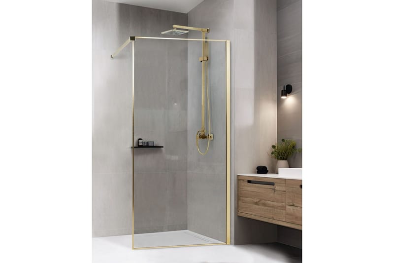 Duschskärm Waspam Transparent/guld, 100x100x190 cm - Transparent/guld, 100x100x190 cm - Hus & renovering - Kök & bad - Badrum - Duschar