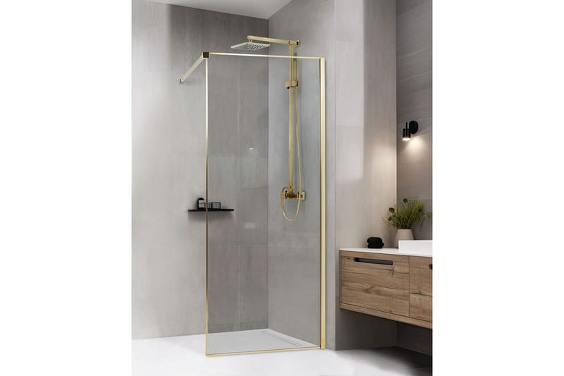 Duschskärm Waspam Transparent/guld, 80x80x190 cm - Transparent/guld, 80x80x190 cm - Hus & renovering - Kök & bad - Badrum - Duschar