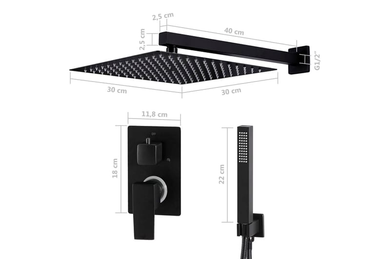 Duschsystem rostfritt stål 201 svart - Hus & renovering - Kök & bad - Badrum - Duscharmatur & dusch tillbehör