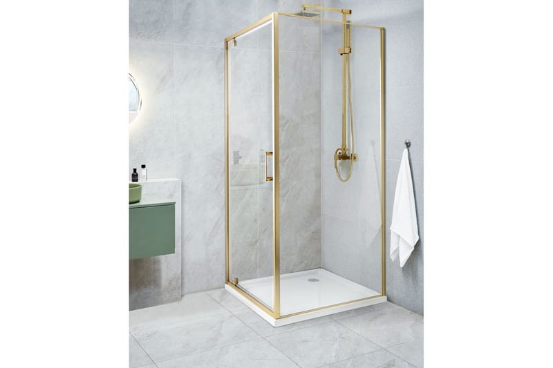 Duschväggar Darli Transparent/guld, 70x70x185 cm - Transparent/guld, 70x70x185 cm - Hus & renovering - Kök & bad - Badrum - Duschar
