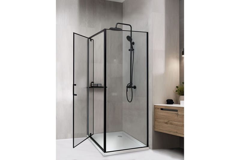 Duschväggar Darli Transparent/svart, 70x70x185 cm - Transparent/svart, 70x70x185 cm - Hus & renovering - Kök & bad - Badrum - Duschar