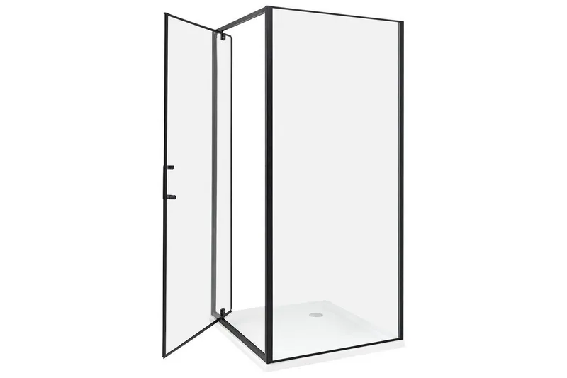 Duschväggar Darli Transparent/svart, 90x90x185 cm - Transparent/svart, 90x90x185 cm - Hus & renovering - Kök & bad - Badrum - Duschar