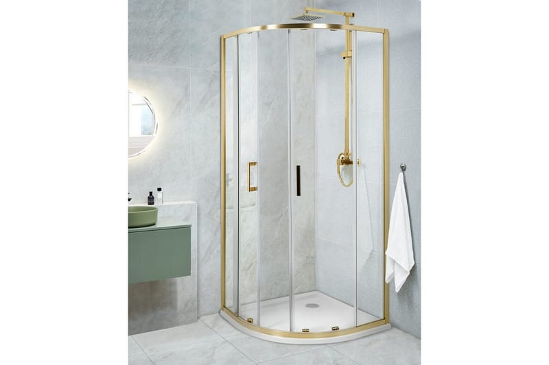 Duschväggar Jukatan Transparent/guld, 80x80x185 cm - Transparent/guld, 80x80x185 cm - Hus & renovering - Kök & bad - Badrum - Duschar