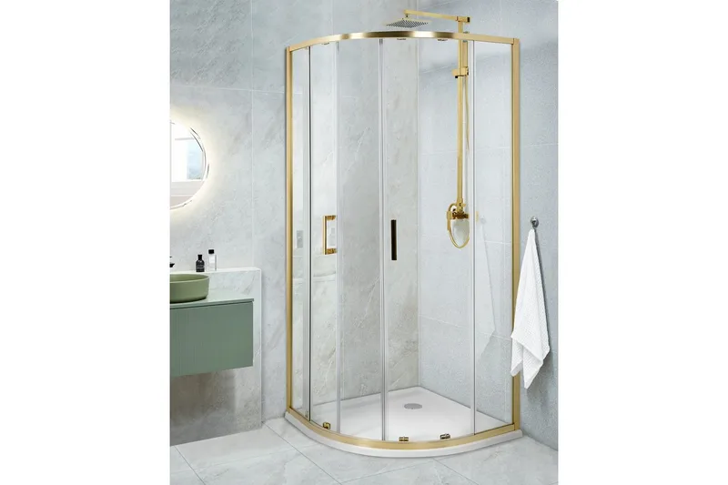 Duschväggar Jukatan Transparent/guld, 90x90x185 cm - Transparent/guld, 90x90x185 cm - Hus & renovering - Kök & bad - Badrum - Duschar