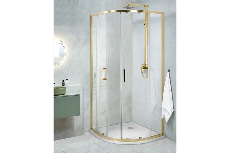 Duschväggar Jukatan Transparent/guld, 90x90x185 cm - Transparent/guld, 90x90x185 cm - Hus & renovering - Kök & bad - Badrum - Duschar