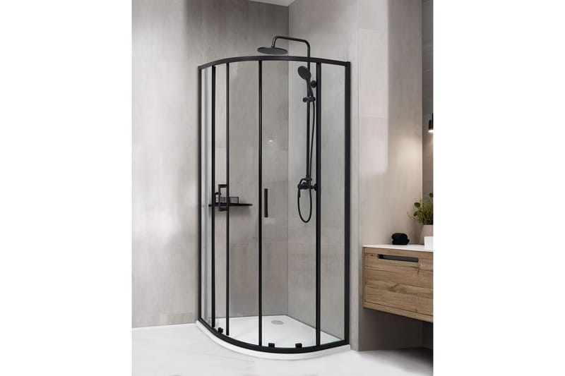 Duschväggar Jukatan Transparent/svart, 80x80x185 cm - Transparent/svart, 80x80x185 cm - Hus & renovering - Kök & bad - Badrum - Duschar