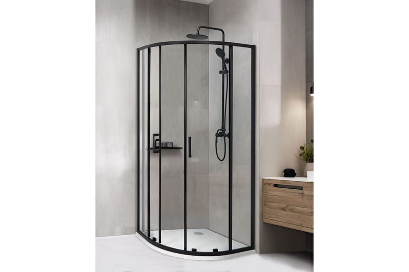 Duschväggar Jukatan Transparent/svart, 90x90x185 cm - Transparent/svart, 90x90x185 cm - Hus & renovering - Kök & bad - Badrum - Duschar