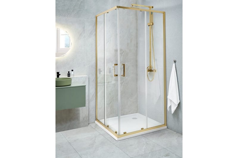 Duschväggar Tela Transparent/guld, 80x80x185 cm - Transparent/guld, 80x80x185 cm - Hus & renovering - Kök & bad - Badrum - Duschar