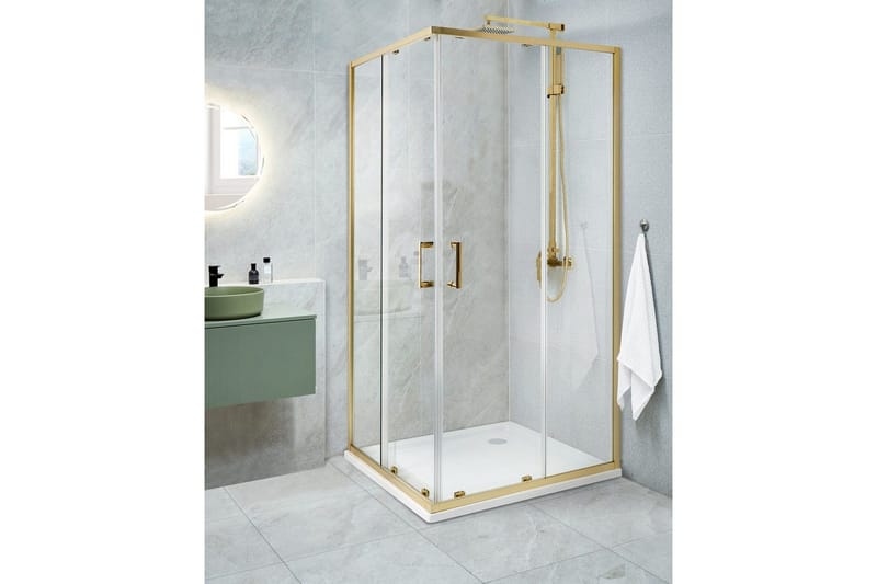 Duschväggar Tela Transparent/guld, 90x90x185 cm - Transparent/guld, 90x90x185 cm - Hus & renovering - Kök & bad - Badrum - Duschar