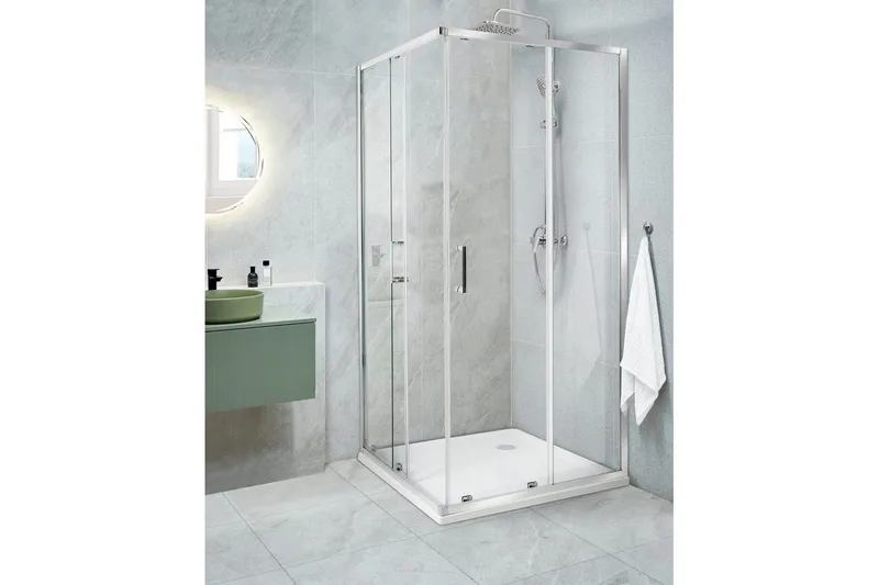 Duschväggar Tela Transparent/Silver, 90x90x185 cm - Transparent/Silver, 90x90x185 cm - Hus & renovering - Kök & bad - Badrum - Duschar