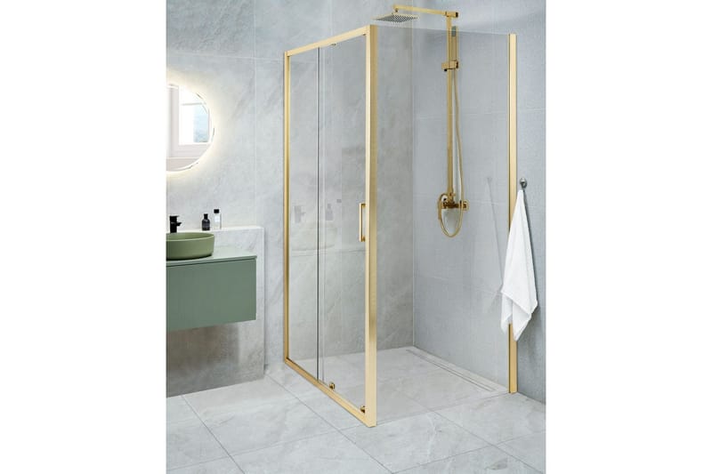 Duschväggar Yoro Transparent/guld - Transparent/guld - Hus & renovering - Kök & bad - Badrum - Duschar