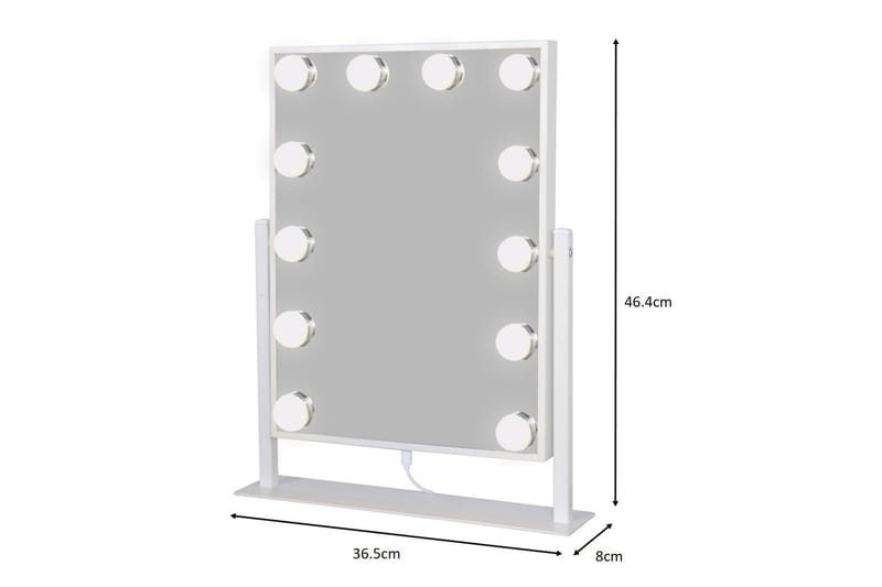 Glow Liten Sminkspegel på fot 36,5 cm med LED Belysning/Lampor Holywood spegel - Vit - Inredning - Speglar - Spegel med belysning