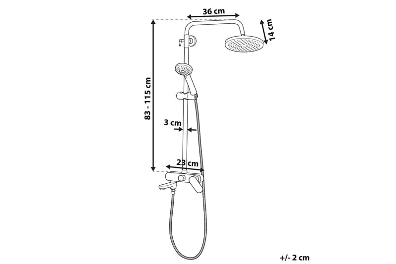 Gurara Duschset med Takdusch - Silver - Hus & renovering - Kök & bad - Badrum - Duscharmatur & dusch tillbehör