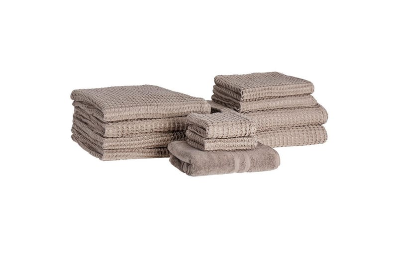 Handduk Areora set om 11 Taupe - Taupe - Hus & renovering - Kök & bad - Badrum - Badrumstillbehör