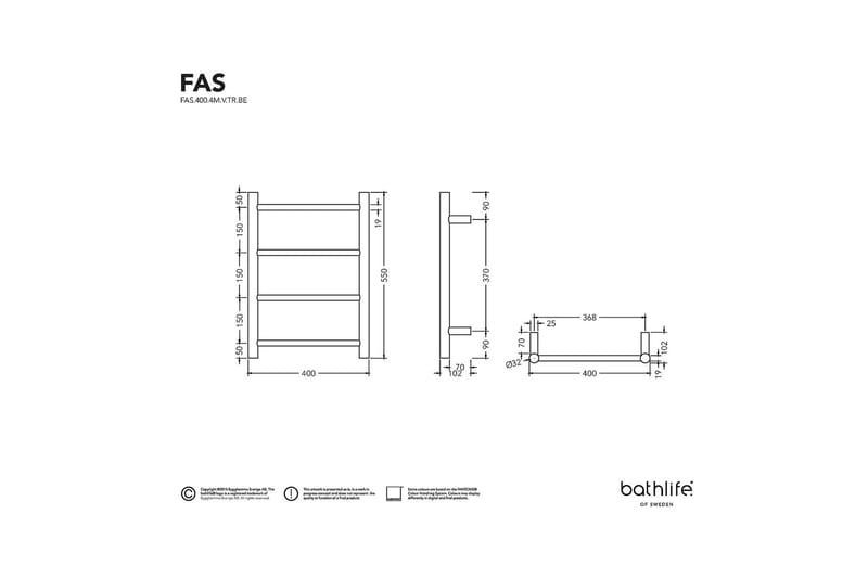Handdukstork FAS 400 svart - Svart - Hus & renovering - Kök & bad - Badrum - Handdukstorkar