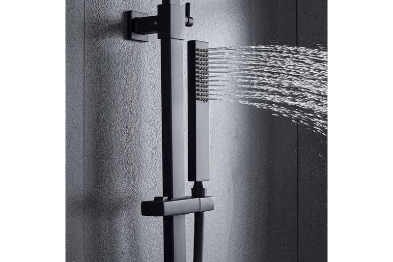 Komplett takduschset med handdusch i kantig design | Svart - Hus & renovering - Kök & bad - Badrum - Duscharmatur & dusch tillbehör