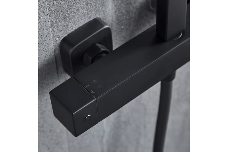 Komplett takduschset med handdusch i kantig design | Svart - Hus & renovering - Kök & bad - Badrum - Duscharmatur & dusch tillbehör